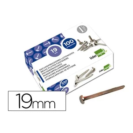Liderpapel Encuadernadores liderpapel niquelados n.3 19 mm caja de 100 unidades