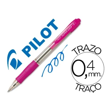 Pilot Boligrafo pilot super grip rosa retractil sujecion de caucho tinta base de aceite