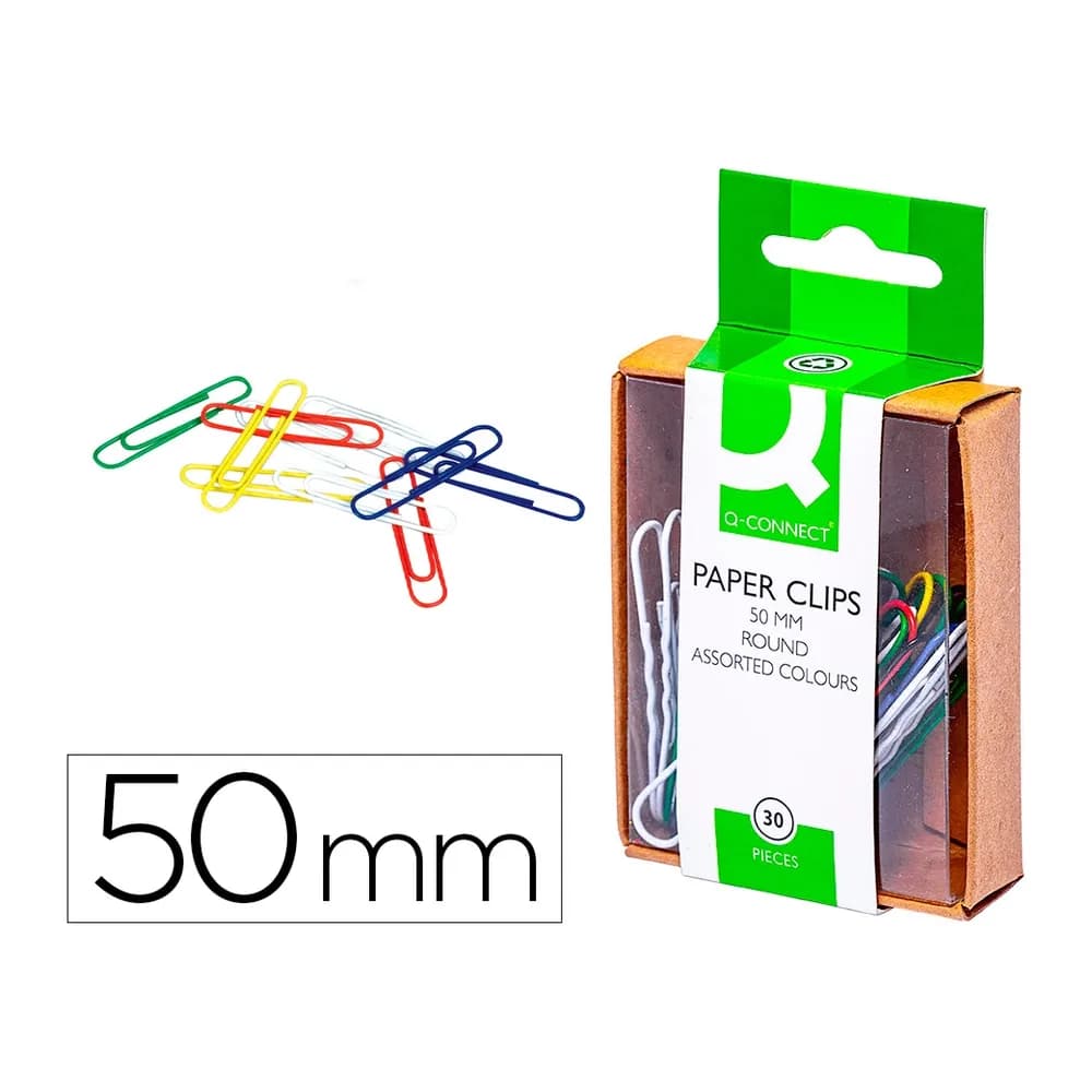 Q-connect Clips colores q-connect 50 mm caja de 30 unidades colores surtidos