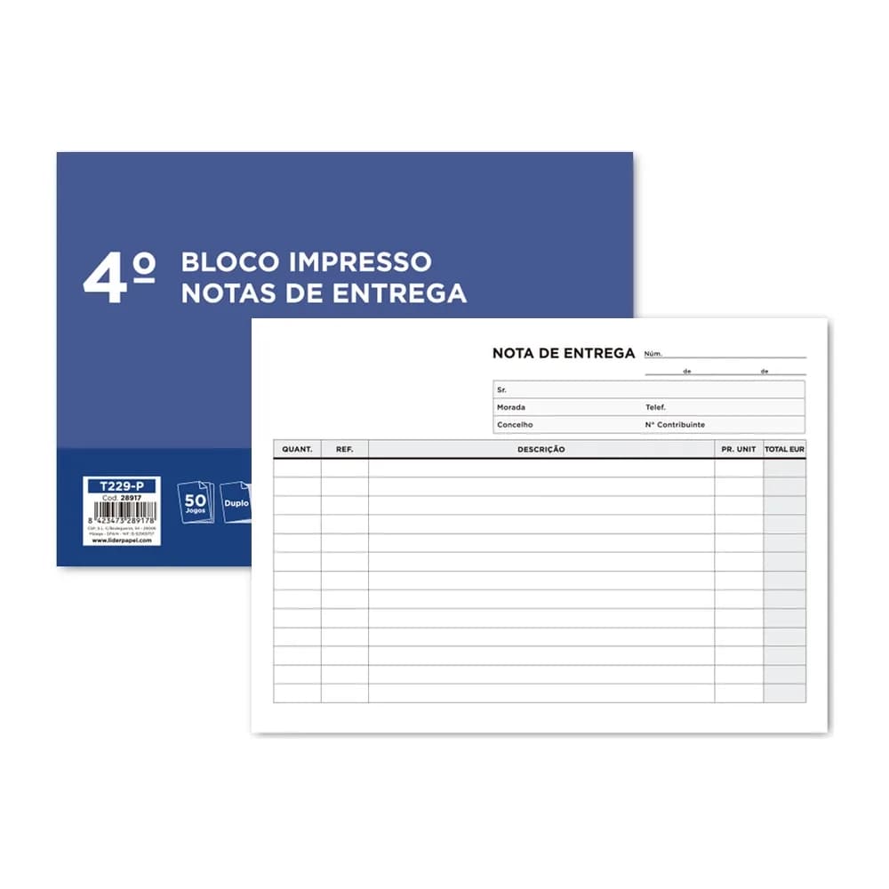 Liderpapel Talonario liderpapel entregas cuarto apaisado 229 duplicado -texto en portugues