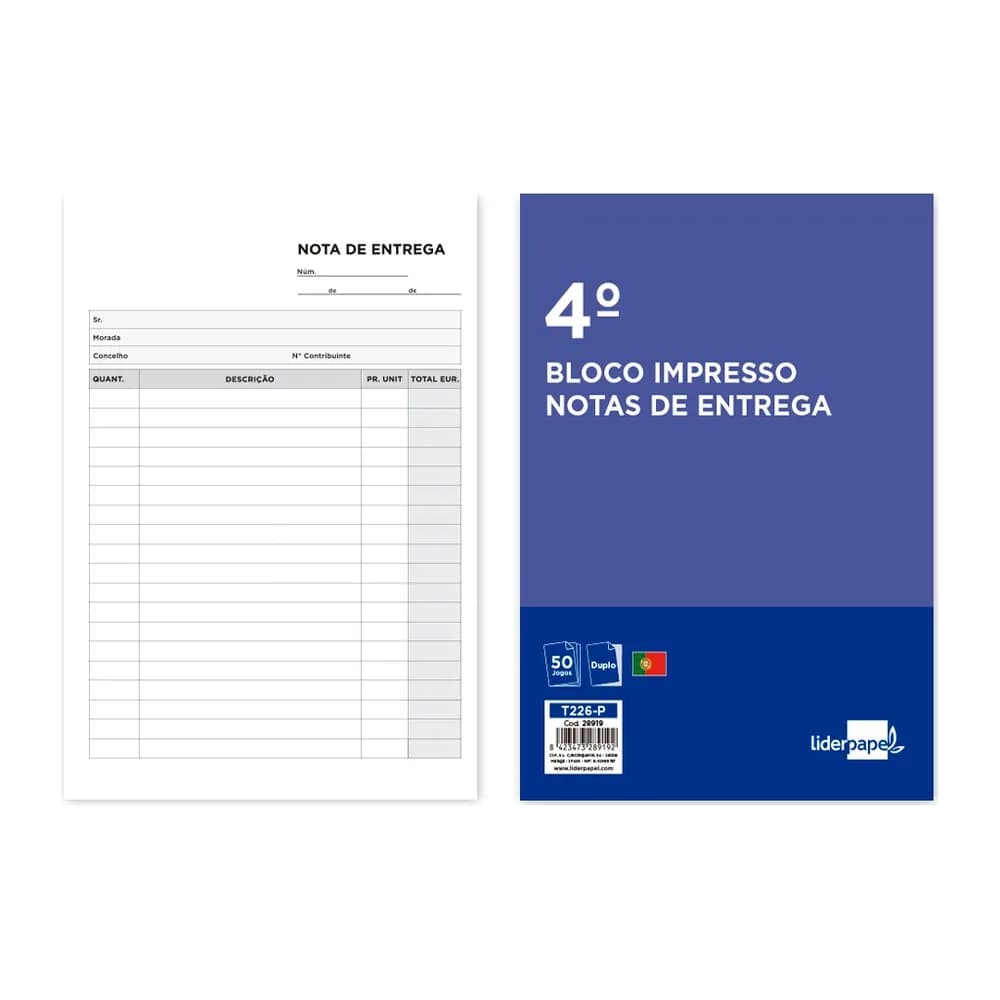 Liderpapel Talonario liderpapel entregas cuarto 226 duplicado -texto en portugues