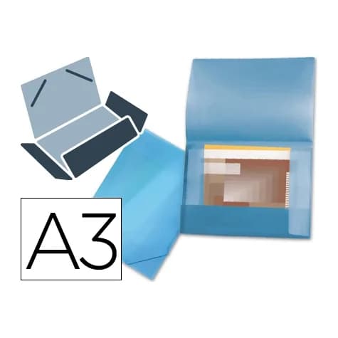 Liderpapel Carpeta liderpapel portadocumentos 44802 solapas polipropileno din a3 azul translucido lomo flexible
