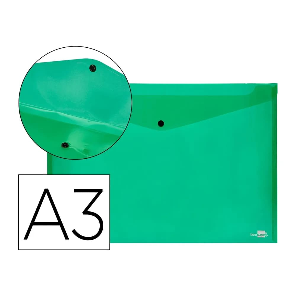 Liderpapel Carpeta liderpapel dossier broche 44243 polipropileno din a3 verde translucido