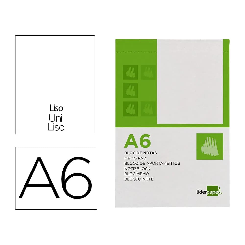 Liderpapel Bloc notas liderpapel liso a6 80 hojas 60g/m2 perforado