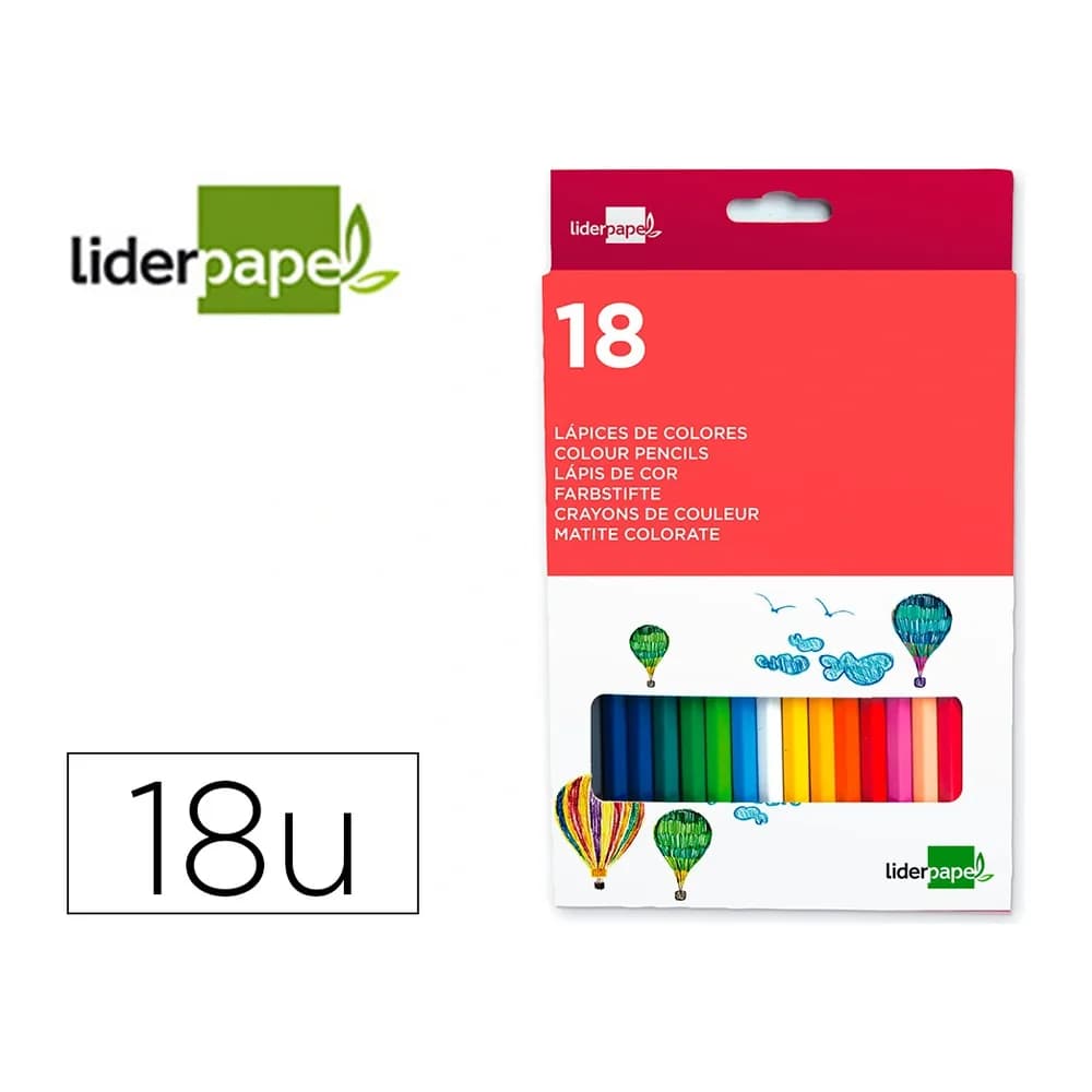 Liderpapel Lapices de colores liderpapel caja de 18 unidades colores surtidos