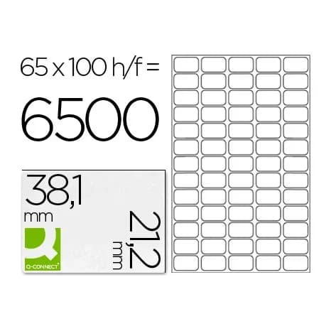 Q-connect Etiqueta adhesiva q-connect kf00573 -tamaño 38,1x21,2 mm -fotocopiadora -laser -ink-jet-caja con 100 hojas din a4