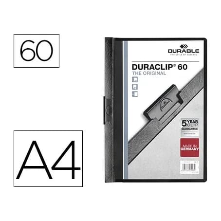 Durable Carpeta duraclip dossier pinza lateral capacidad 60 hojas a4