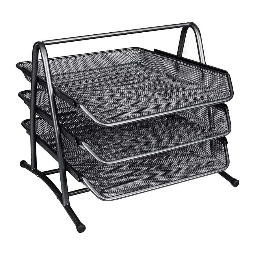 Q-connect Bandeja sobremesa metalica q-connect kf00823 rejilla negra 3 bandejas movibles 350x278x275 mm