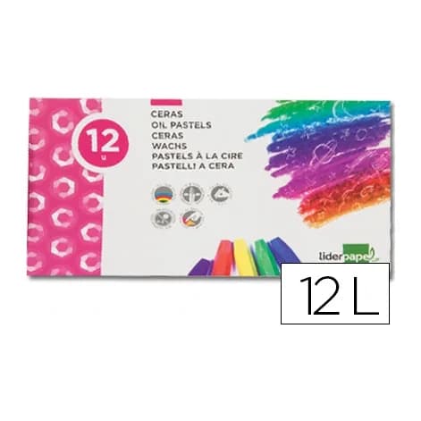 Liderpapel Lapices cera semi blanda lider papel caja de 12 unidades colores surtidos