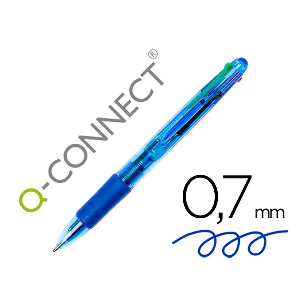 Q-connect Boligrafo q-connect 4 en 1 tinta 4 colores retractil con sujecion de caucho