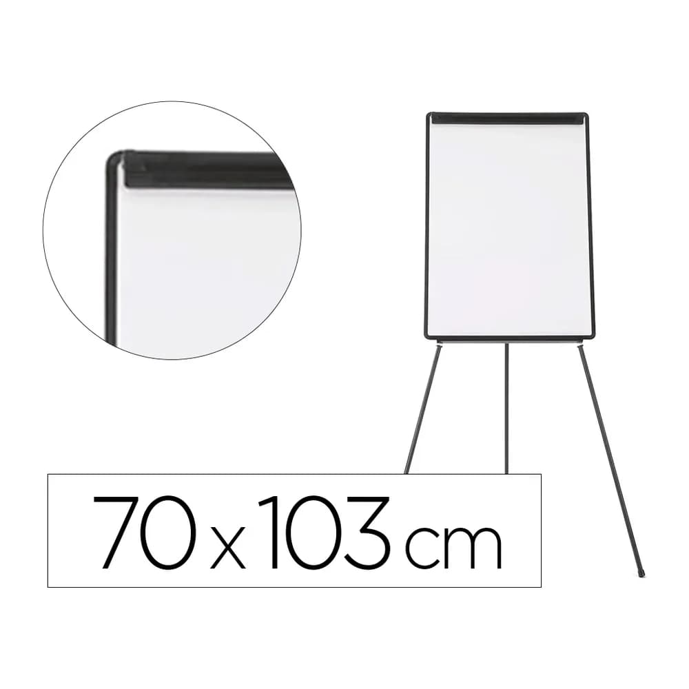 Q-connect Pizarra blanca q-connect con tripode 100x70 cm para convenciones superficie laminada marco negro