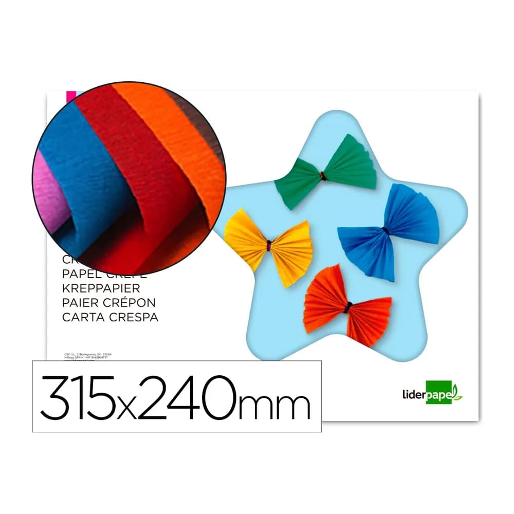 Liderpapel Bloc trabajos manuales liderpapel crespon 240x315mm 10 hojas colores surtidos