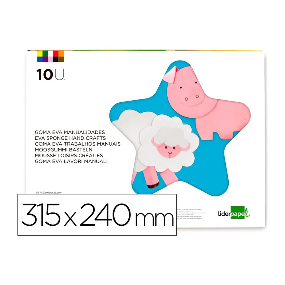 Liderpapel Bloc trabajos manuales liderpapel goma eva 240x315mm 10 hojas colores surtidos
