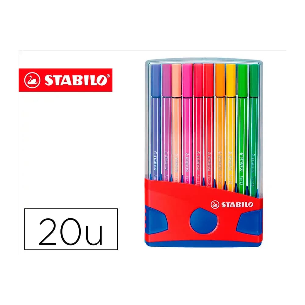 Stabilo Rotulador stabilo punta de fibra pen 68 color parade estuche de 20 unidades colores surtidos