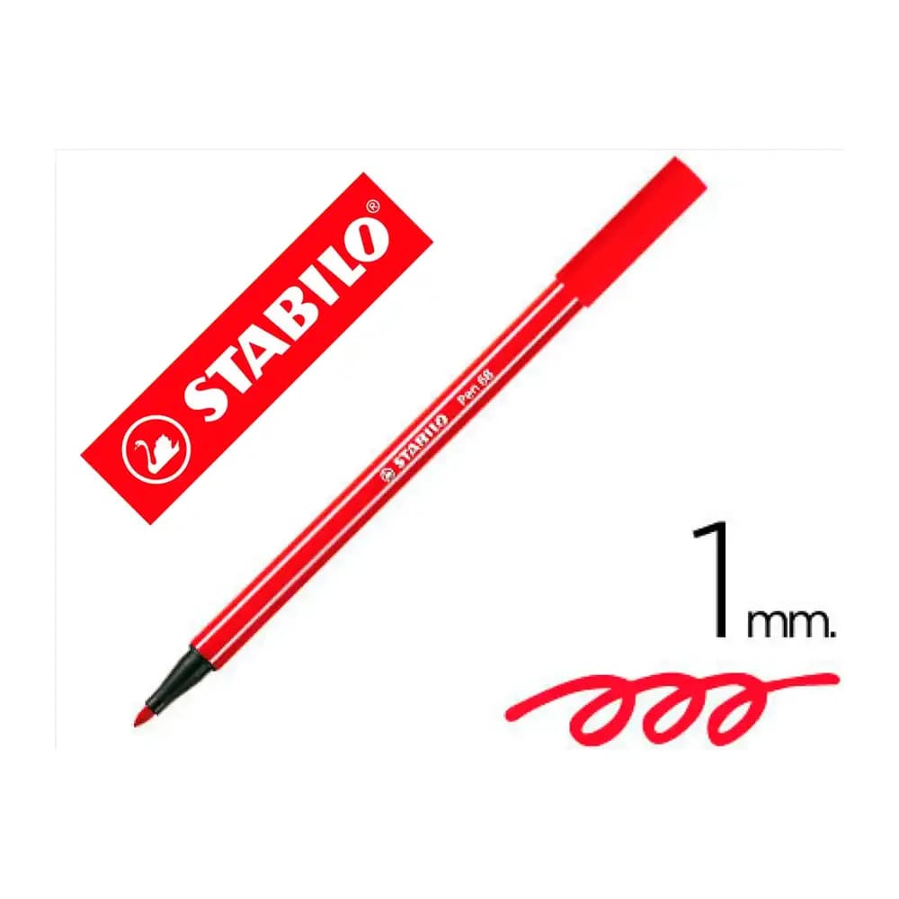 Stabilo Rotulador stabilo acuarelable pen 68 rojo carmin punta gruesa 1mm