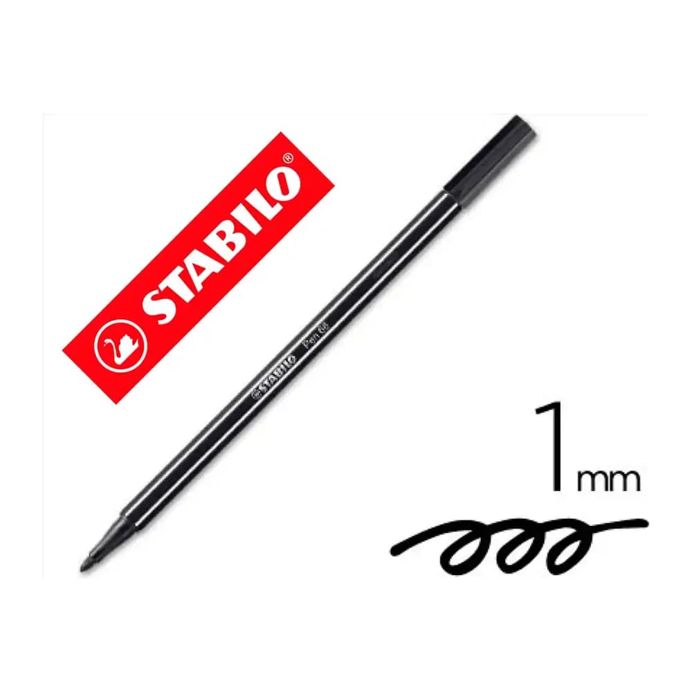 Stabilo Rotulador stabilo acuarelable pen 68 negro punta gruesa 1mm