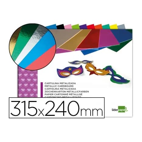 Liderpapel Bloc trabajos manuales liderpapel cartulina metalizada 240x315mm 10 hojas colores surtidos