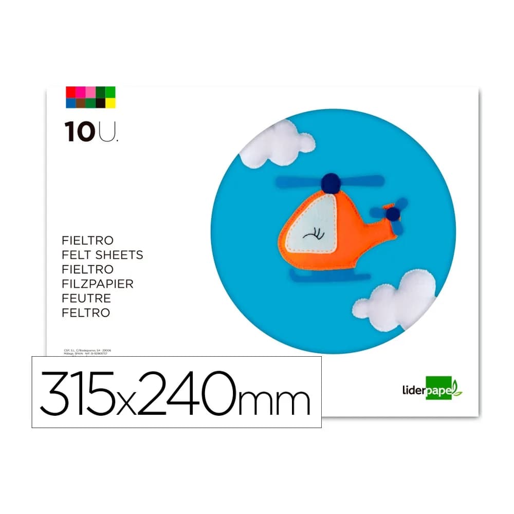Liderpapel Bloc trabajos manuales liderpapel fieltro 240x315mm 10 hojas colores surtidos