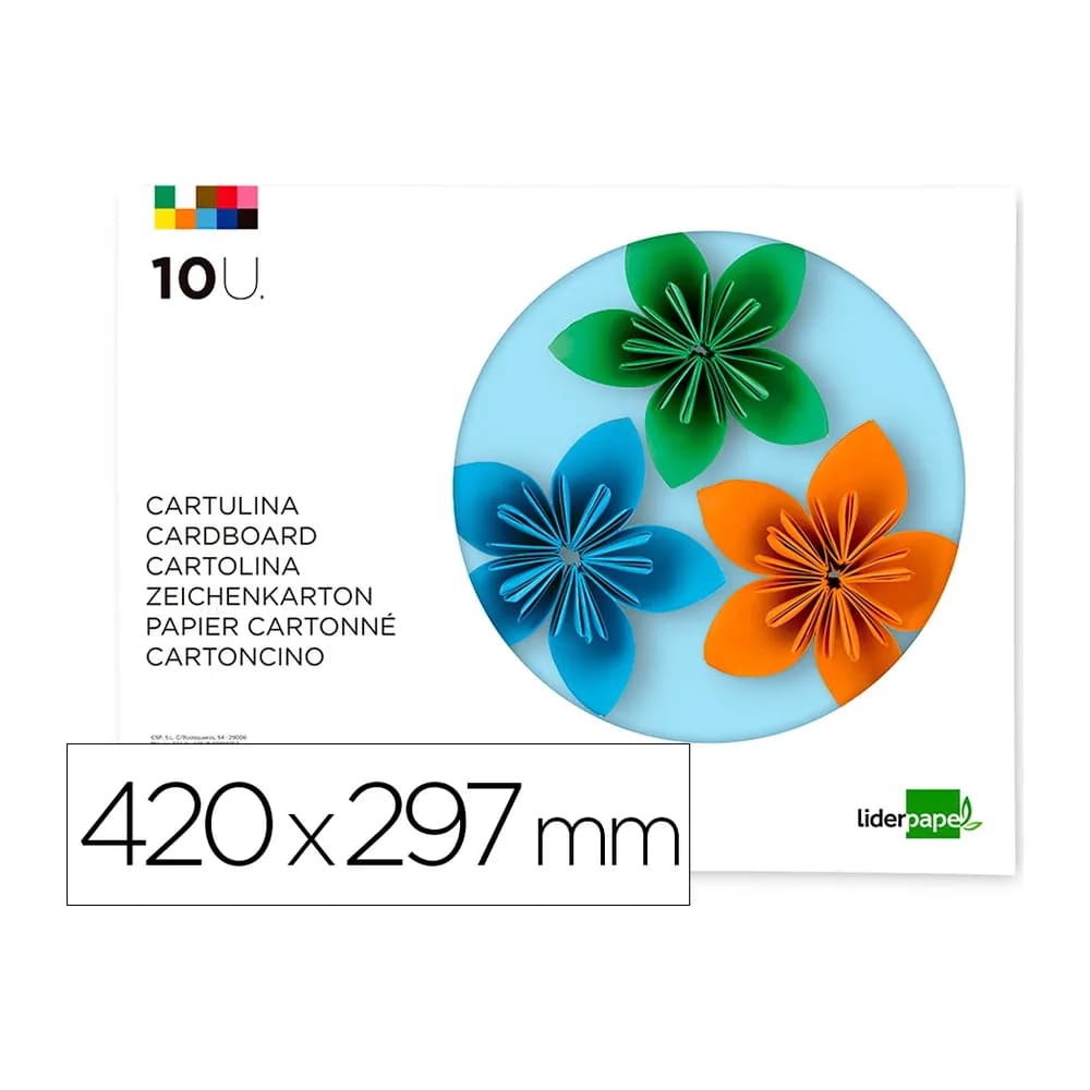 Liderpapel Bloc trabajos manuales liderpapel cartulina 297x420mm 10 hojas colores surtidos