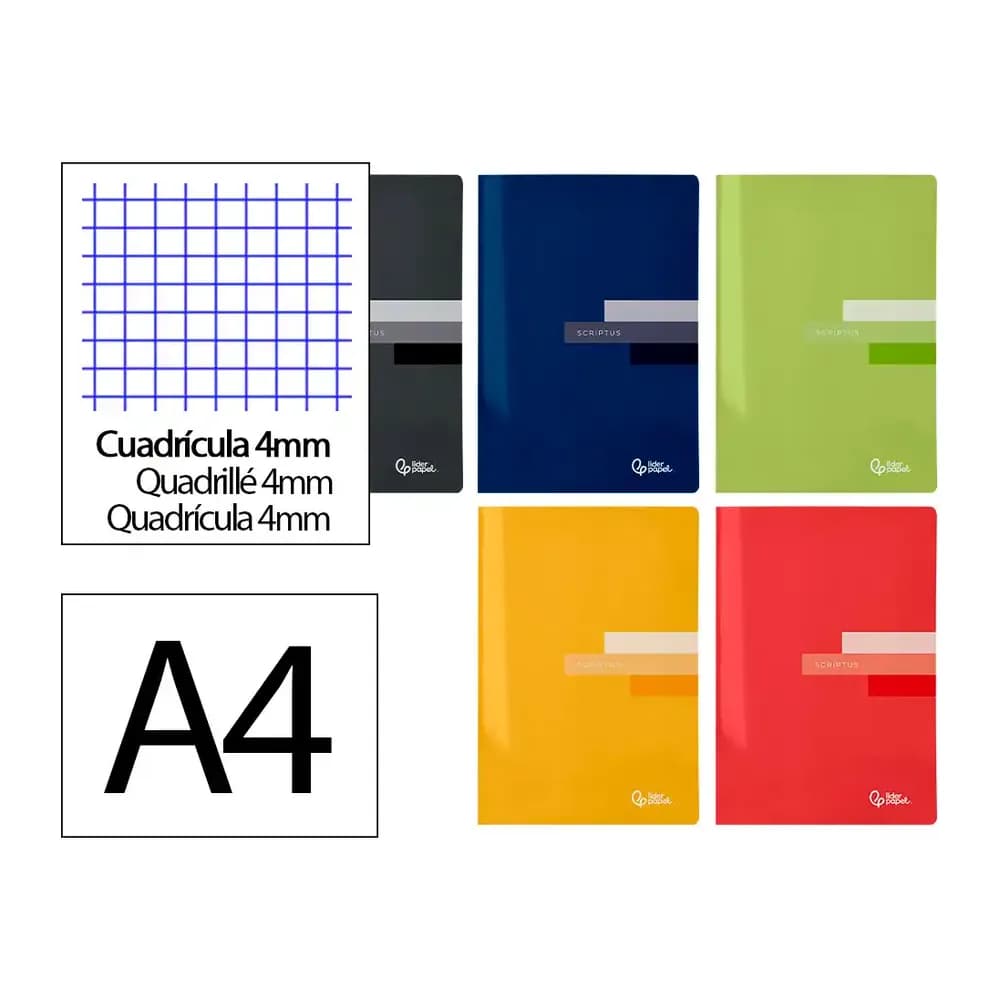 Liderpapel Libreta liderpapel scriptus a4 48 hojas 90gr cuadro 4mm con margen