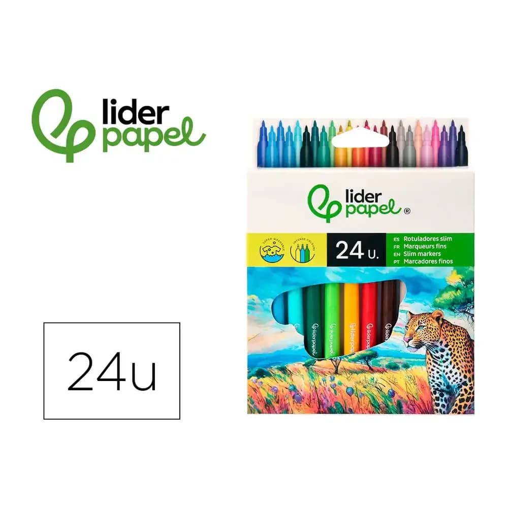 Liderpapel Rotulador liderpapel slim caja de 24 unidades colores surtidos