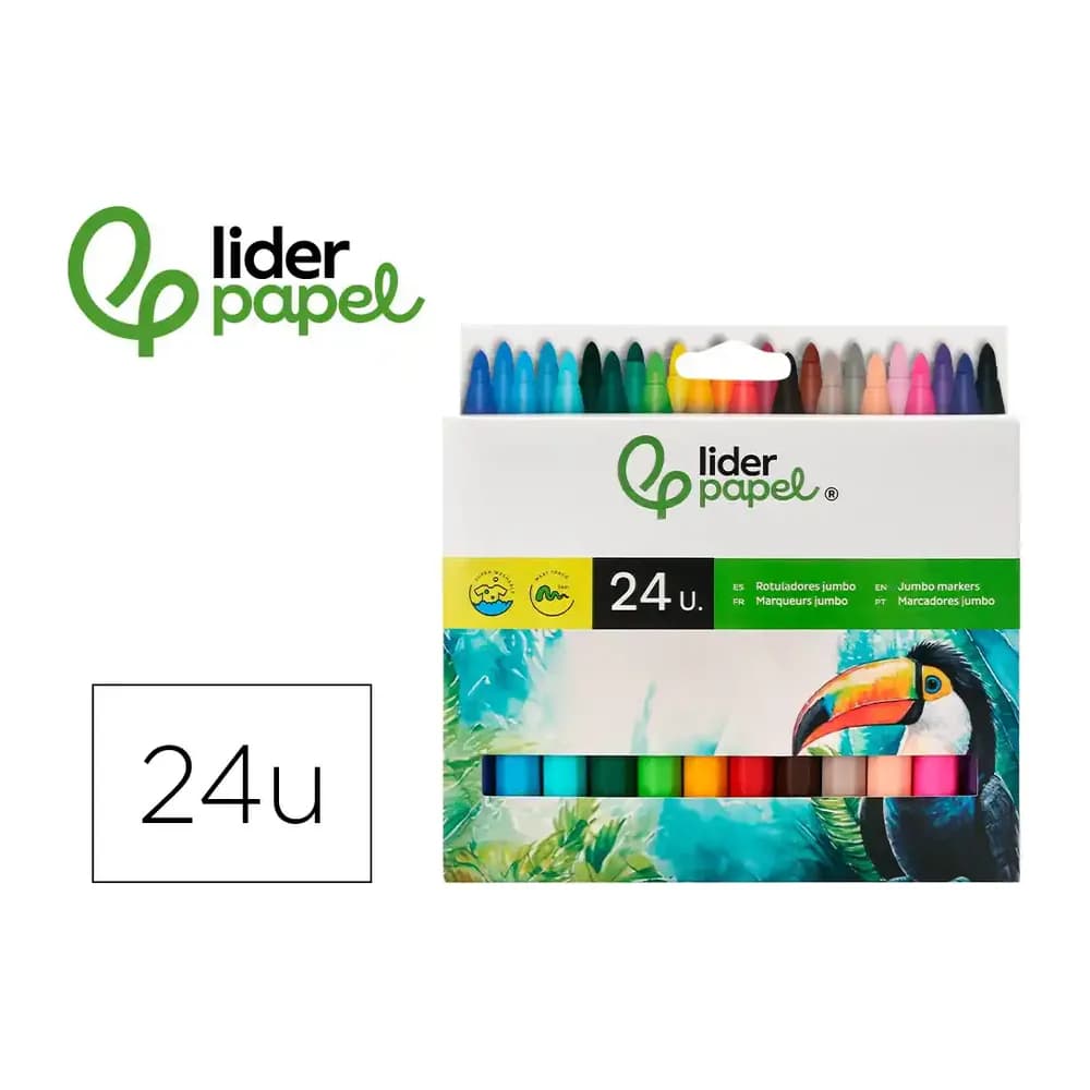 Liderpapel Rotulador liderpapel jumbo caja de 24 unidades colores surtidos