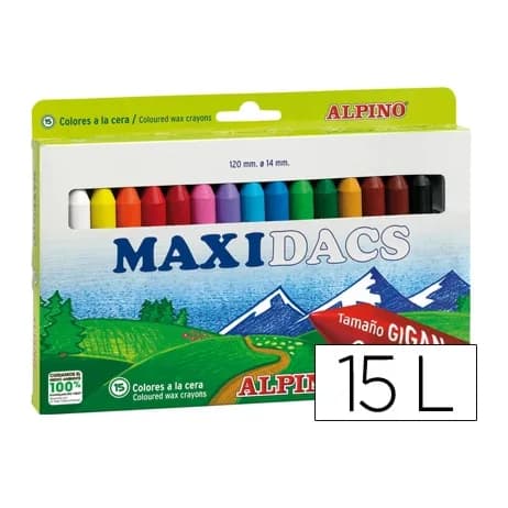 Alpino Lapices cera alpino maxidacs caja de 15 unidades colores surtidos