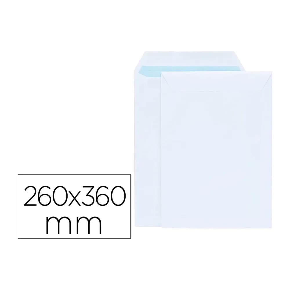 Liderpapel Sobre liderpapel bolsa blanco 260x360 mm solapa tira de silicona papel offset 100 gr caja de 250 unidades
