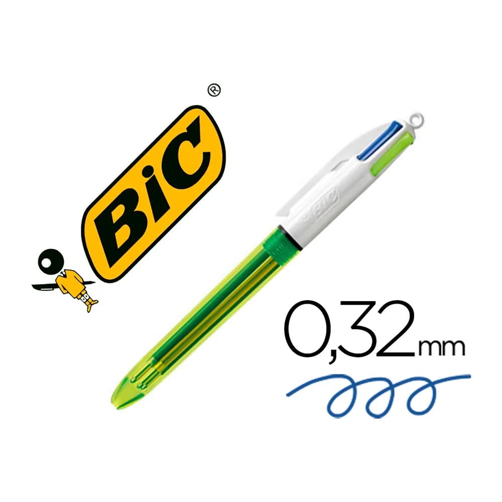 Bic Boligrafo bic cuatro colores azul / negro / rojo / amarillo fluor punta media 1 mm