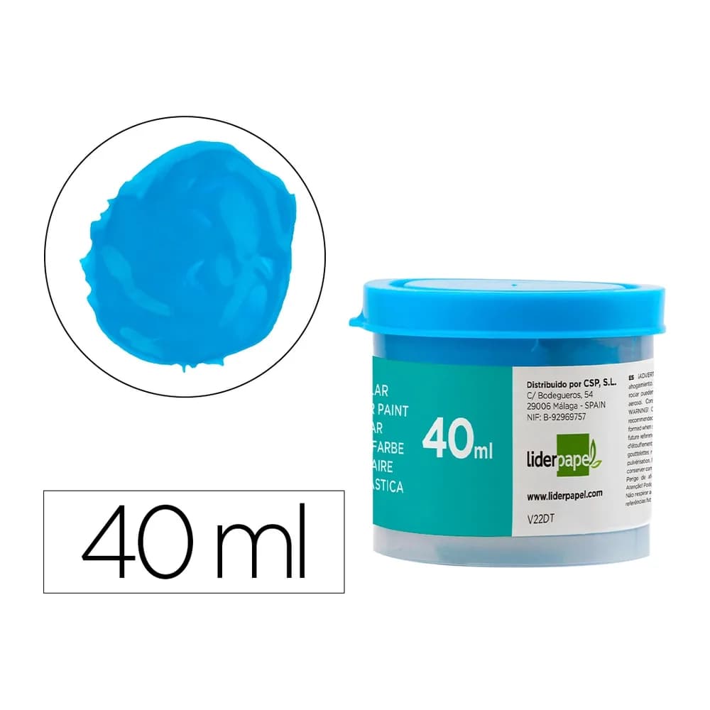 Liderpapel Tempera liderpapel escolar 40 ml azul cian