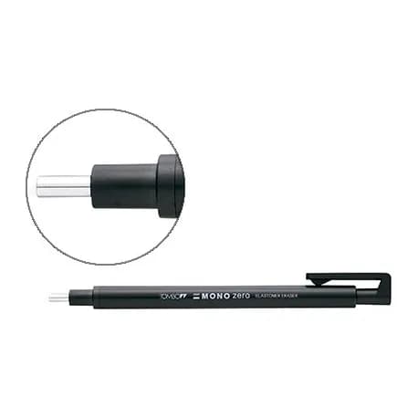 Tombow Portagomas tombow mono zero con clip goma redonda 2,3 mm diametro color negro