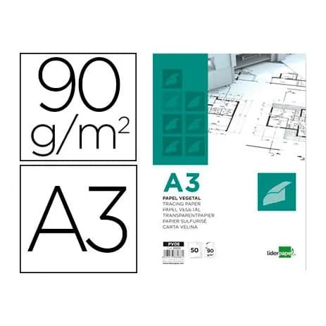 Liderpapel Bloc papel vegetal liderpapel encolado 50 hojas 297x420mm 90gr