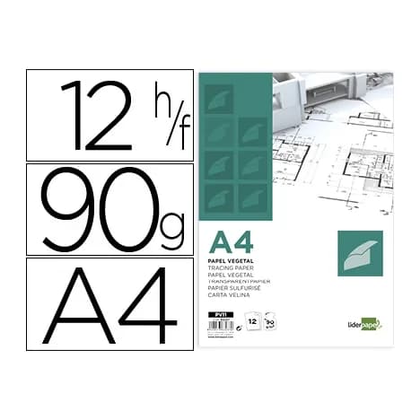 Liderpapel Papel vegetal liderpapel a4 90gr 210x297mm sobre de 12 hojas