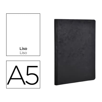 Clairefontaine Libreta age-bag tapa cartulina lomo cosido liso 96 hojas color negro 148x210 mm