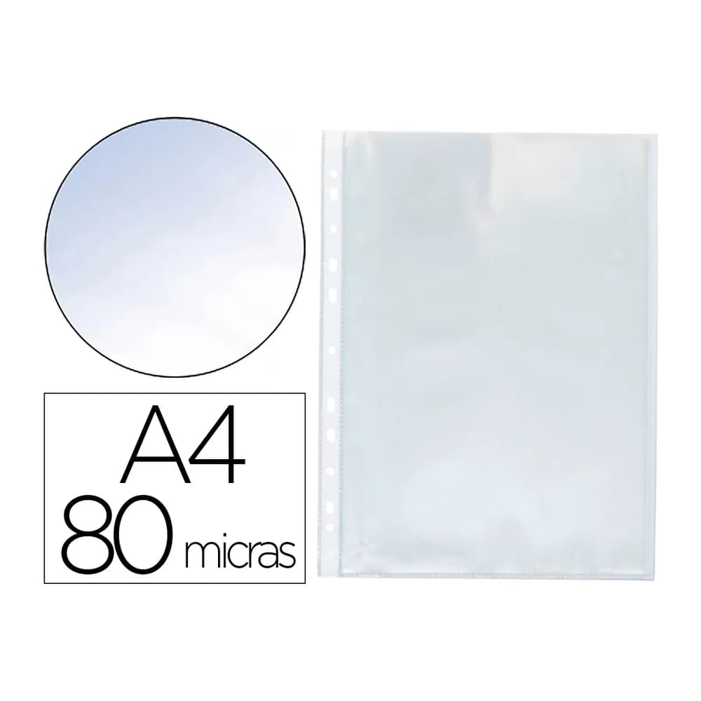 Q-connect Funda multitaladro q-connect din a4 80 mc cristal bolsa de 100 unidades