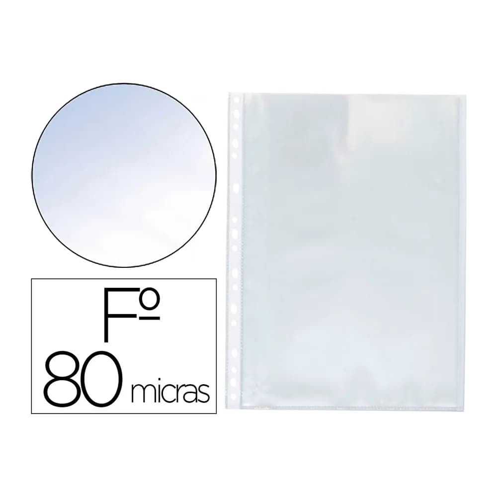 Q-connect Funda multitaladro q-connect folio 80 mc cristal caja de 100 unidades