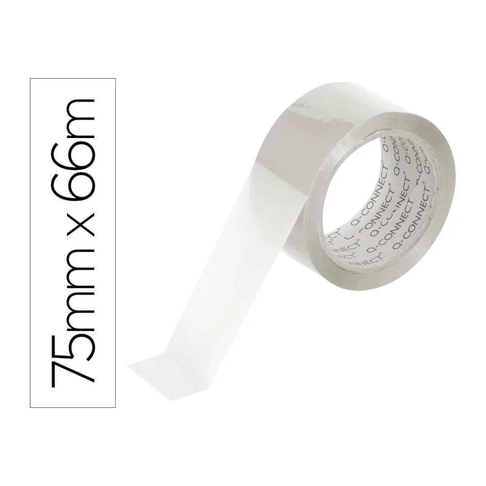 Q-connect Cinta adhesiva q-connect polipropileno transparente 66 mt x 75 mm para embalaje