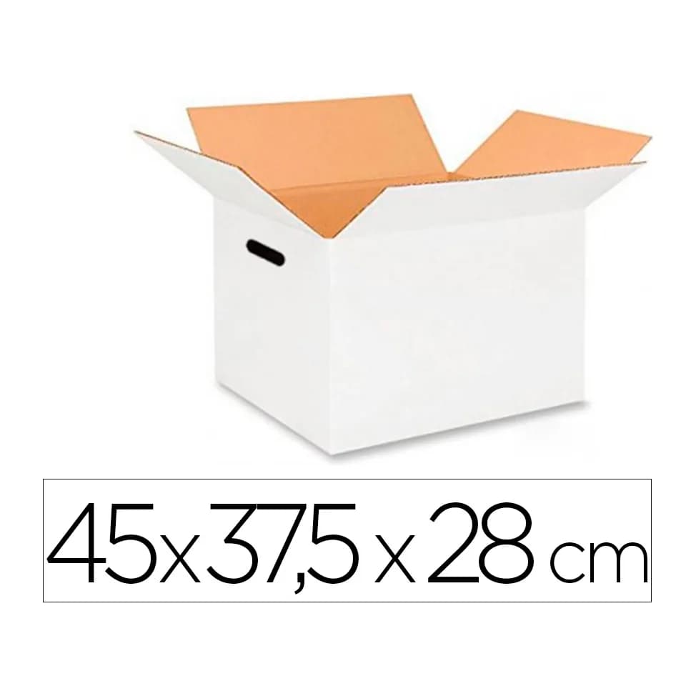 Q-connect Caja para embalar q-connect americana ultra resistente con asas carton canal doble 7 mm color blanco 450x280x375 mm