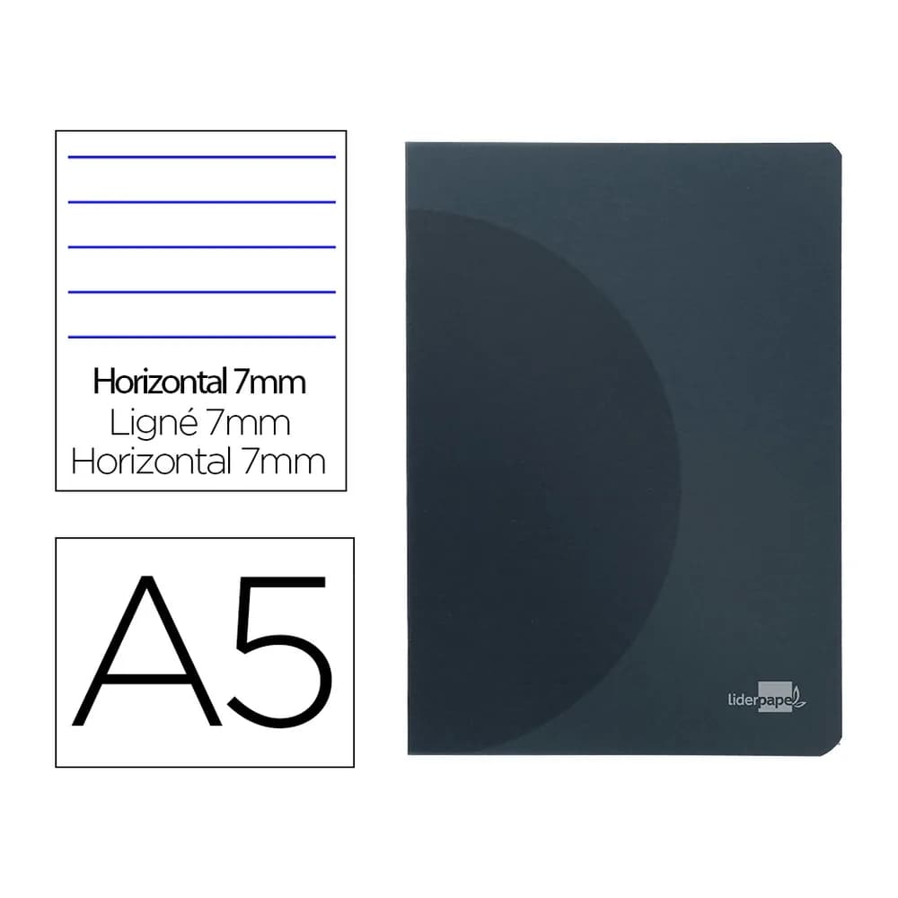 Liderpapel Libreta liderpapel 360 tapa de plastico a5 48 hojas 90gr horizontal con doble margen tapa negra