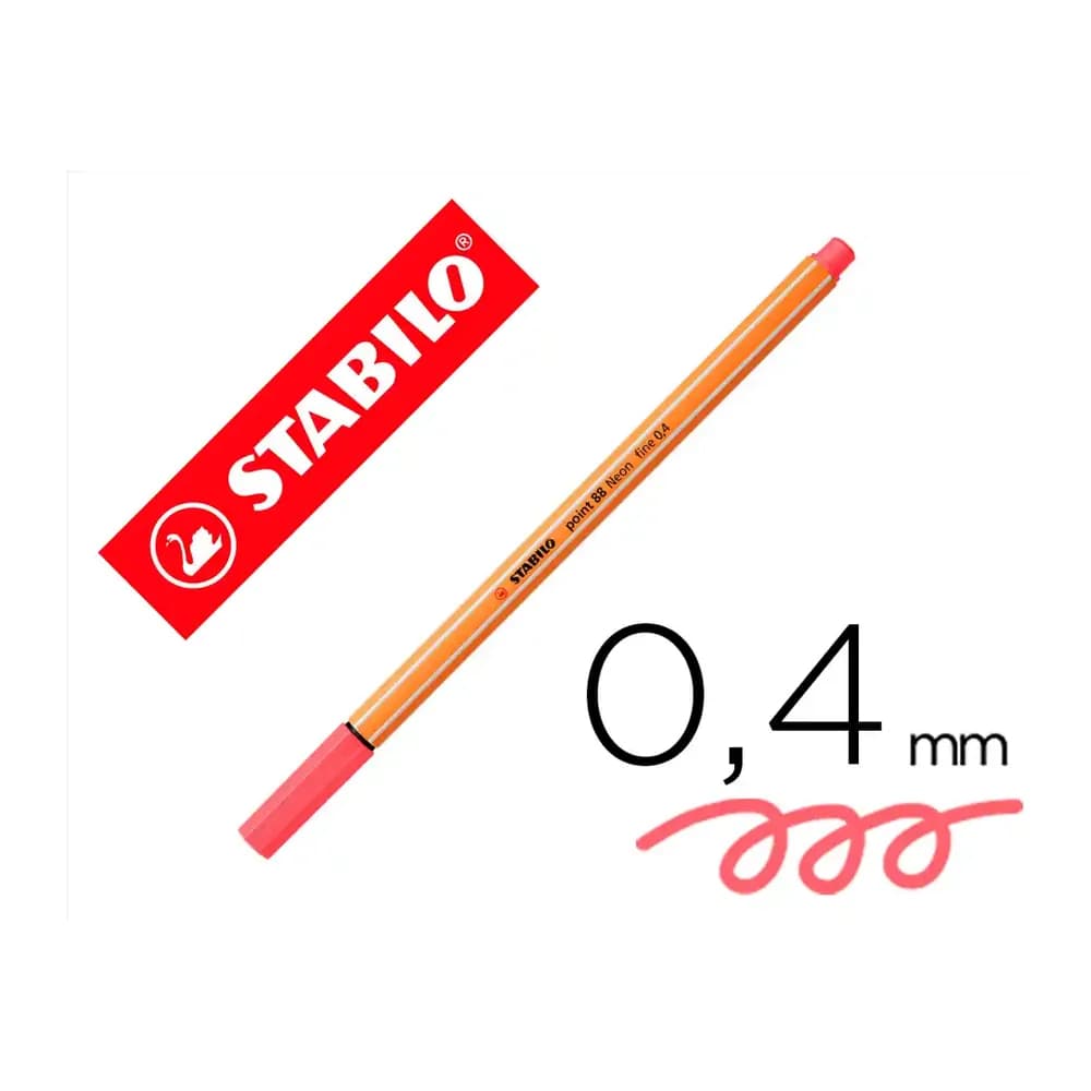 Stabilo Rotulador stabilo punta de fib ra point 88 rojo neon punta fina 0,4mm