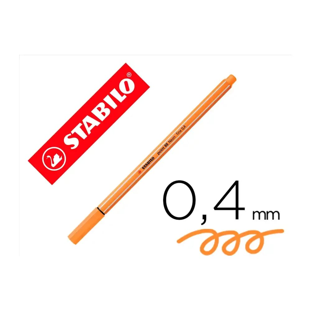 Stabilo Rotulador stabilo punta de fib ra point 88 naranja neon punta fina 0,4mm