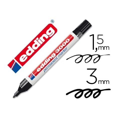 Edding Rotulador edding marcador permanente 3000 negro punta redonda 1,5-3 mm recargable