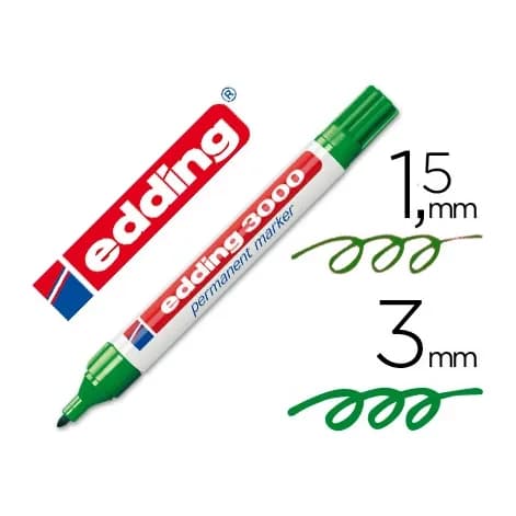 Edding Rotulador edding marcador permanente 3000 verde punta redonda 1,5-3 mm recargable