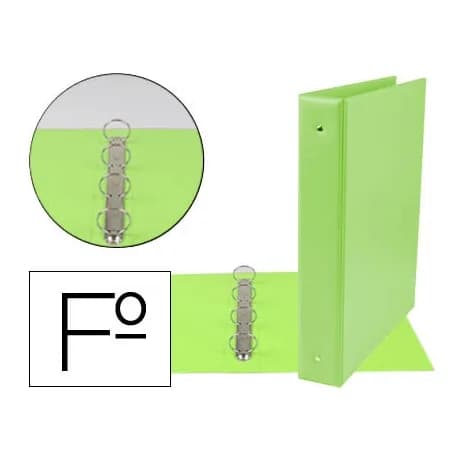 Liderpapel Carpeta liderpapel 4 anillas 40 mm redondas plastico folio color verde pistacho
