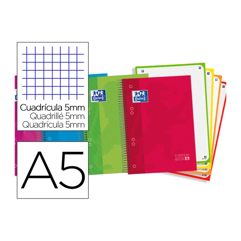 Oxford Bloc espiral oxford tapa extradura optik paper microperforado din a5 120 h 50% hojas gratis cuadros 5 mm