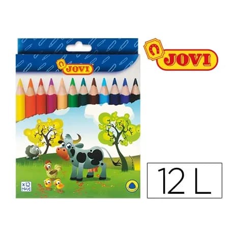 Jovi Lapices de colores jovi maxi triangulares estuche de 12 unidades colores surtidos