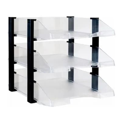 Archivo 2000 Bandeja sobremesa archivo 2000 plastico transparente con elevadores negro conjunto de 3 bandejas 28x285x350 mm