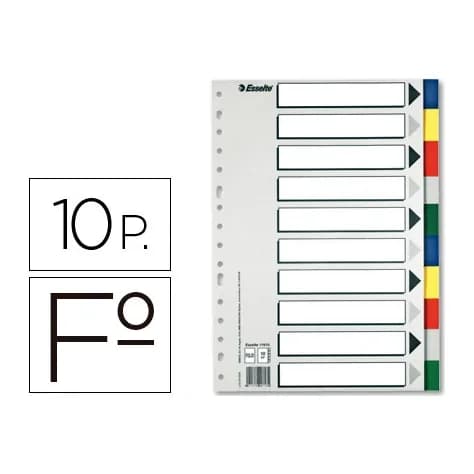 Esselte Separador esselte plastico juego de 10 separadores folio con 5 colores multitaladro