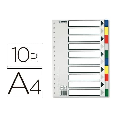 Esselte Separador esselte plastico juego de 10 separadores din a4 con 5 colores multitaladro