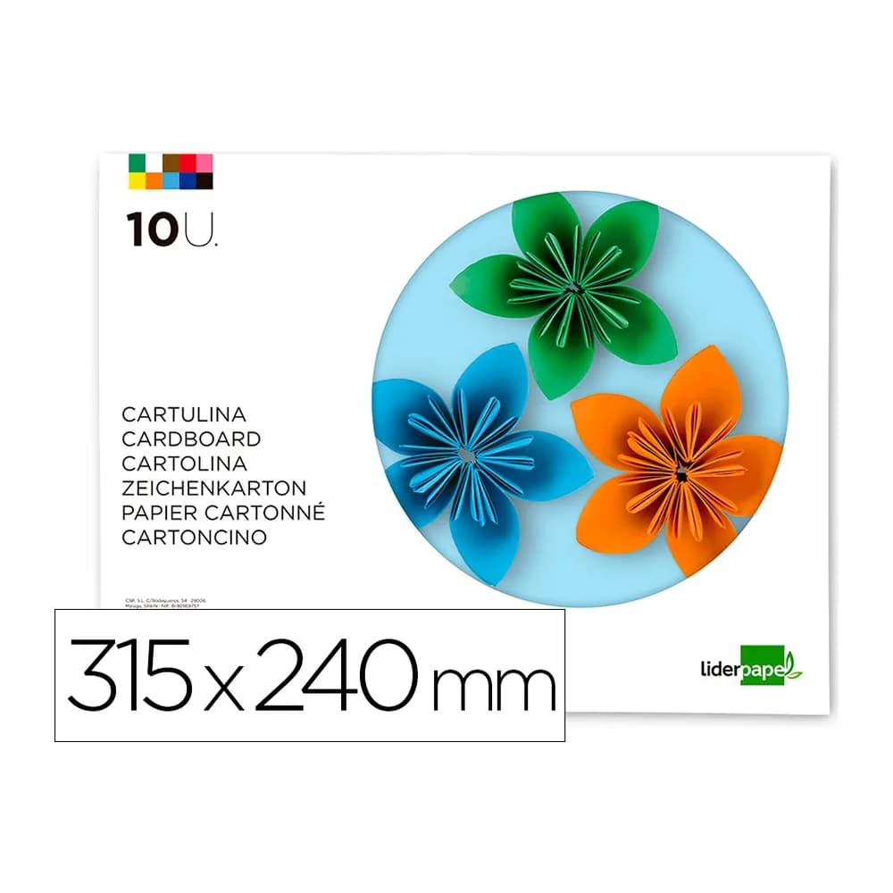 Liderpapel Bloc trabajos manuales liderpapel cartulina 240x315mm 10 hojas colores surtidos